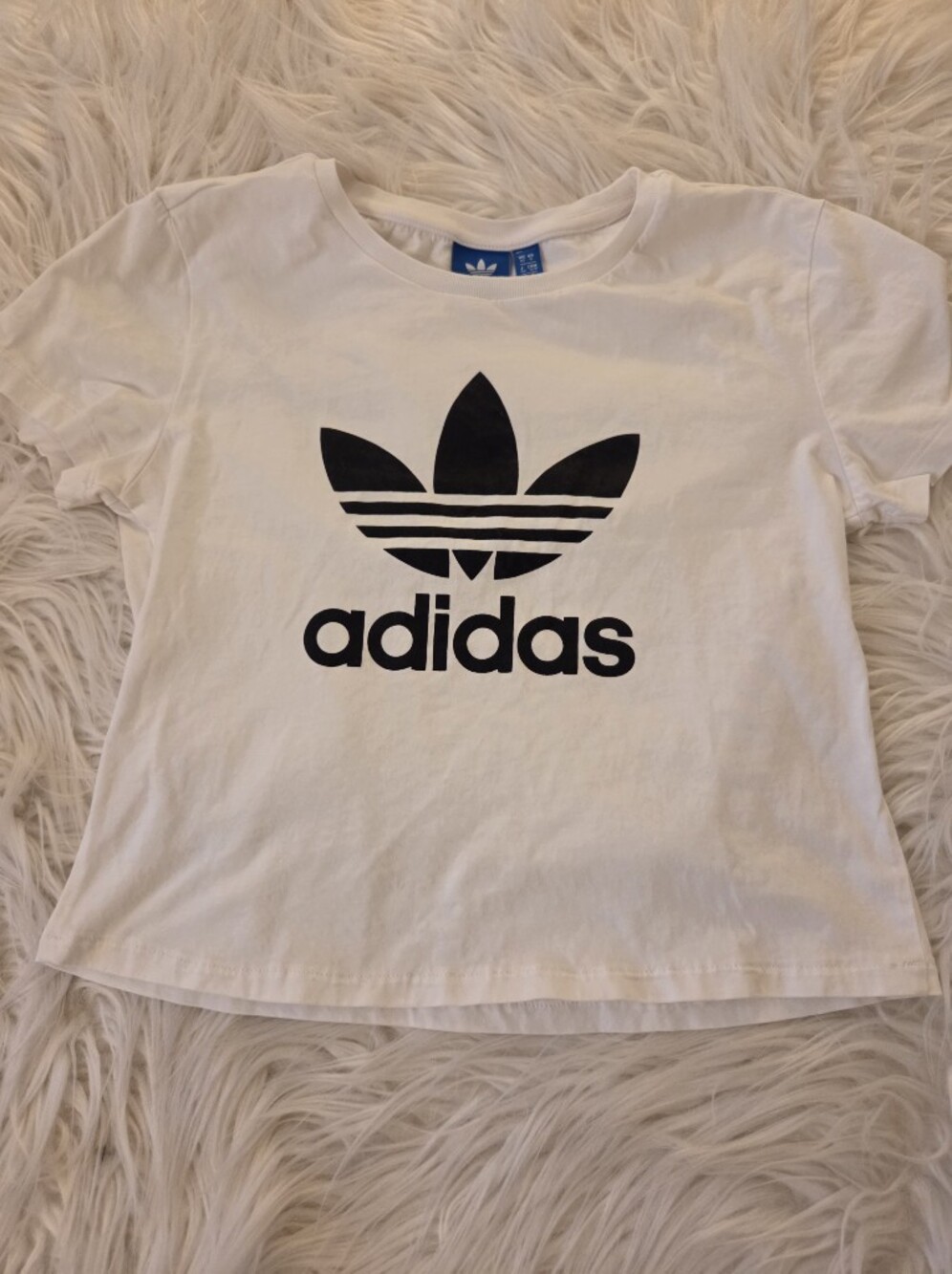 Adidas White Tee with Black Trefoil Logo